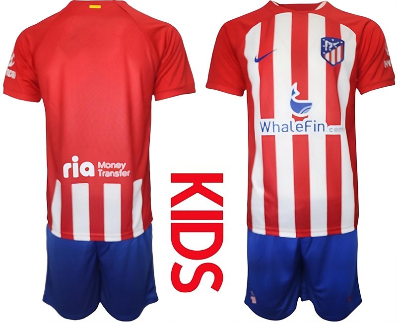 Dětský Fotbalový dres Atletico Madrid 2023-24 Komplet Domácí bílý červený Krátký Rukáv