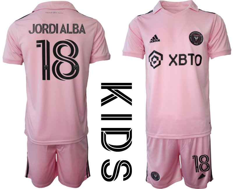 Jordi Alba 18 Dětská domácí souprava Inter Miami CF 2023/24 Krátký Rukáv + trenýrky