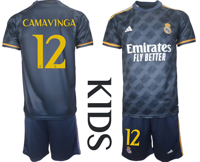 Camavinga 12 Fotbalový Dres Real Madrid Dětské Venkovní 2023/24 Krátký Rukáv