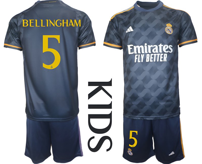Fotbalový Dres Real Madrid Dětské Venkovní 23/24 Krátký Rukáv - Bellingham 5