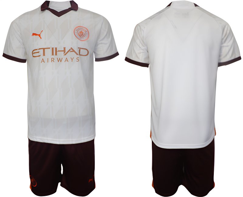 Pánský venkovní fotbalový dres Manchester City 2023/24 bílý Krátký Rukáv