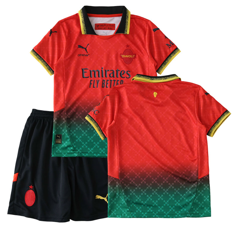 Dětské fotbalové dresy AC Milan x OFF-WHITE 2024-25 červený