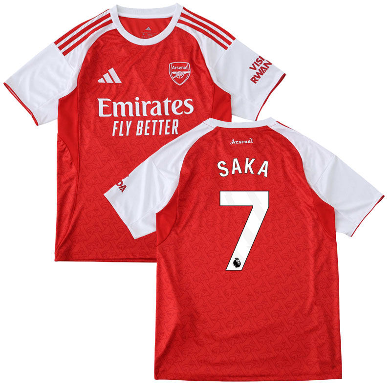 Arsenal 2025/26 domácí dres s jménem Saka a číslem 7