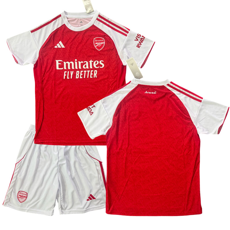 Arsenal dětská domácí sada 2025/26 - červený dres a bílé šortky