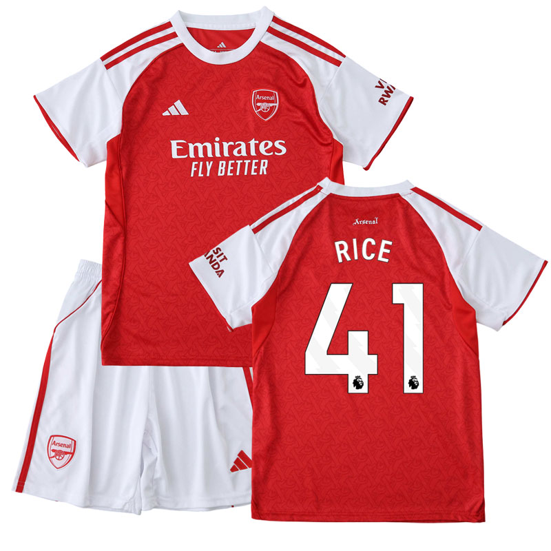 Arsenal dětský fotbalový dres 2025/26 domácí sada s potiskem Rice 41