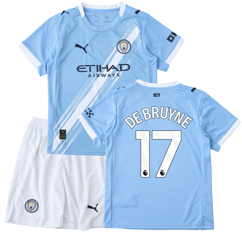 DE BRUYNE 17 dětská fotbalová sada Manchester City 2025/26 domácí