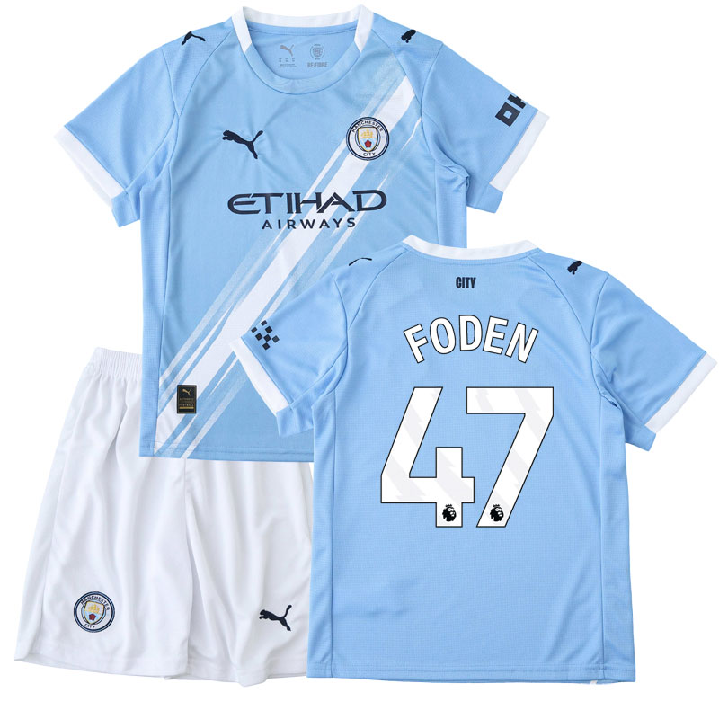 Dětský domácí fotbalový dres Foden 47 Manchester City 2025/26 s tričko a kraťasy