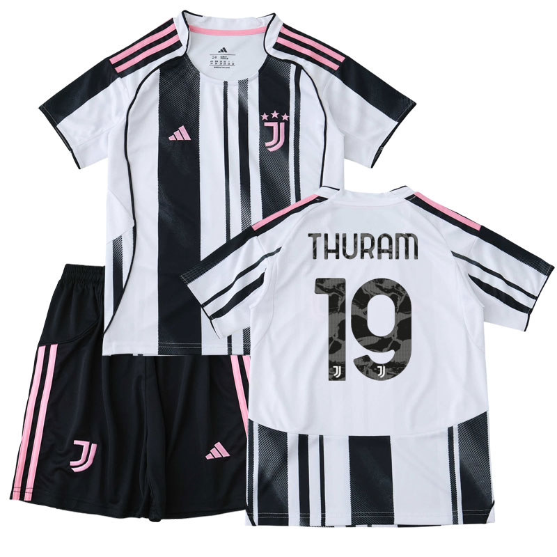 Dětský fotbalový set Juventus Turín domácí dres a kraťasy 25/26 tisk Thuram 19