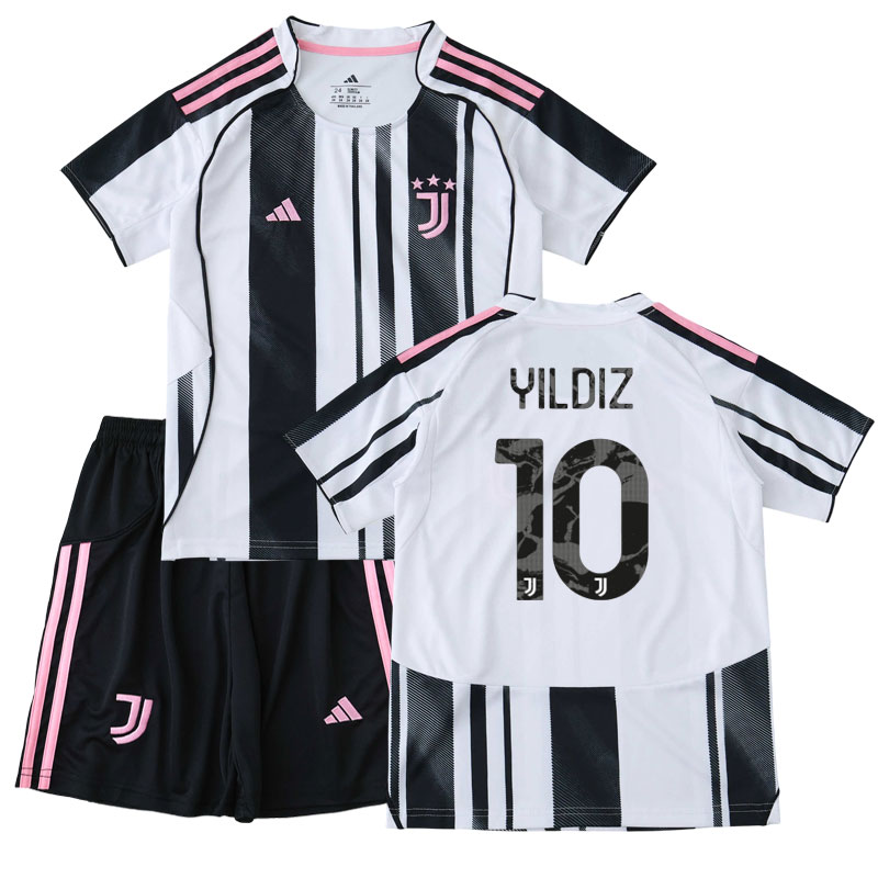 Juventus dětský komplet 2025-26 domácí dres + potisk Yildiz 10