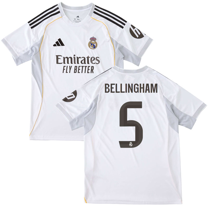 Bílý domácí dres Real Madrid 25/26 s potiskem Bellingham 5