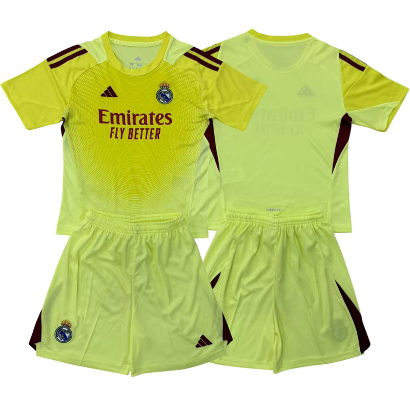 Brankářský dres Real Madrid 2025/26 pro děti - žluté tričko a šortky