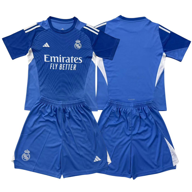 Brankářský set Real Madrid 25/26 pro děti - modrý fotbalový dres + šortky