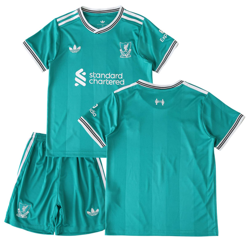 Dětská fotbalová sada Liverpool třetí dres 2025-26 - zelené triko a šortky