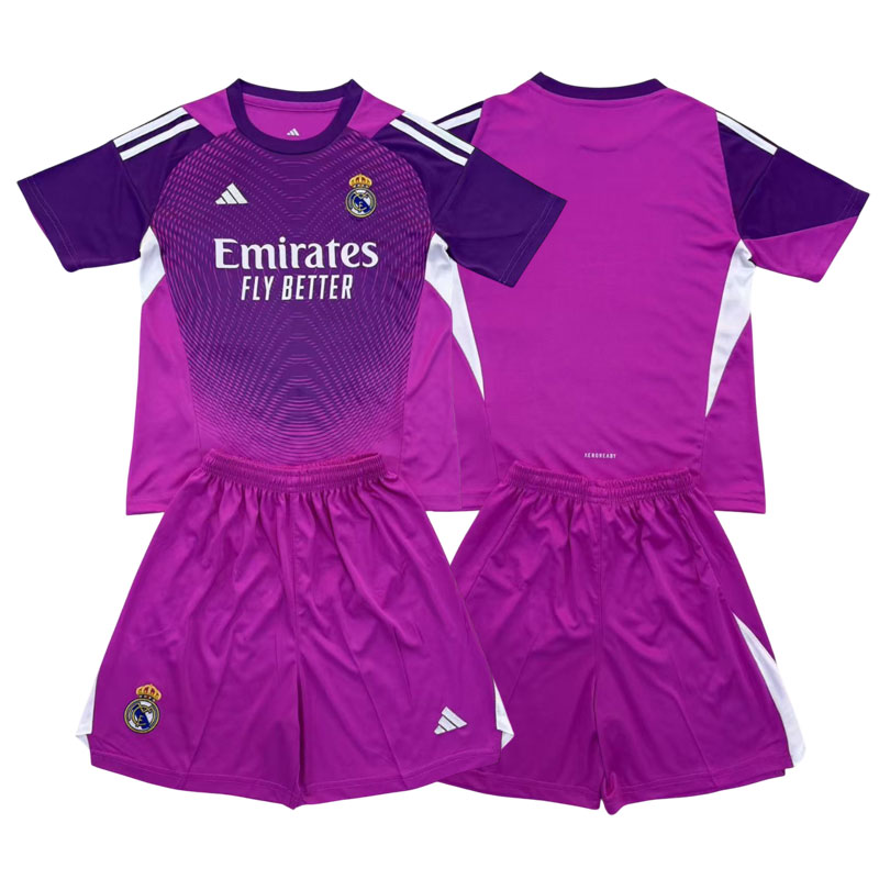 Dětský brankářský dres Real Madrid 2025/26 fialový set triko + šortky