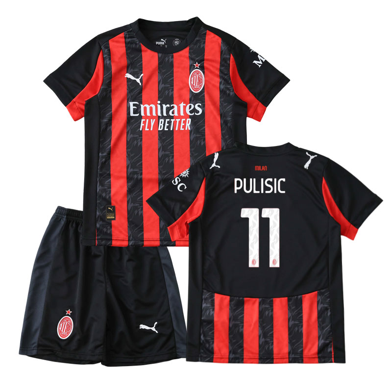 Dětský domácí dres AC Milán 2025/26 s potiskem PULISIC 11 - triko + šortky