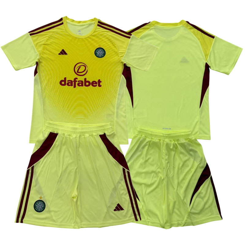 Dětský dres Celtic FC 2025/26 žlutý brankářský fotbalový komplet