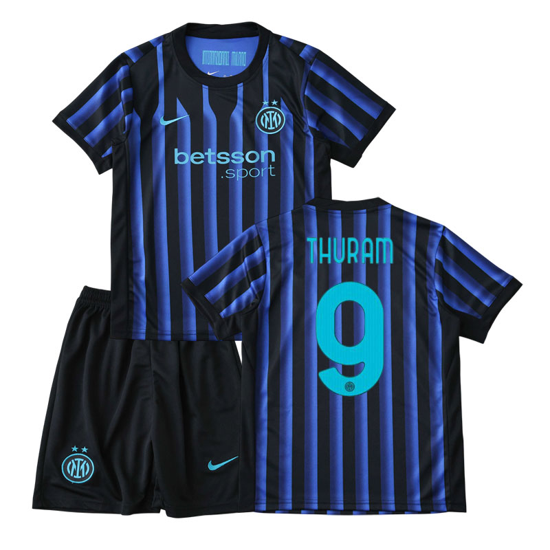 Dětský fotbalový dres Inter Milán 2025/26 domácí sada s potiskem THURAM 9
