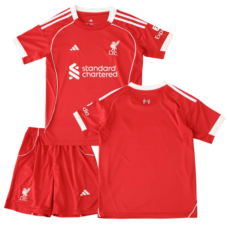 Dětský fotbalový dres Liverpool 2025-26 domácí červený komplet