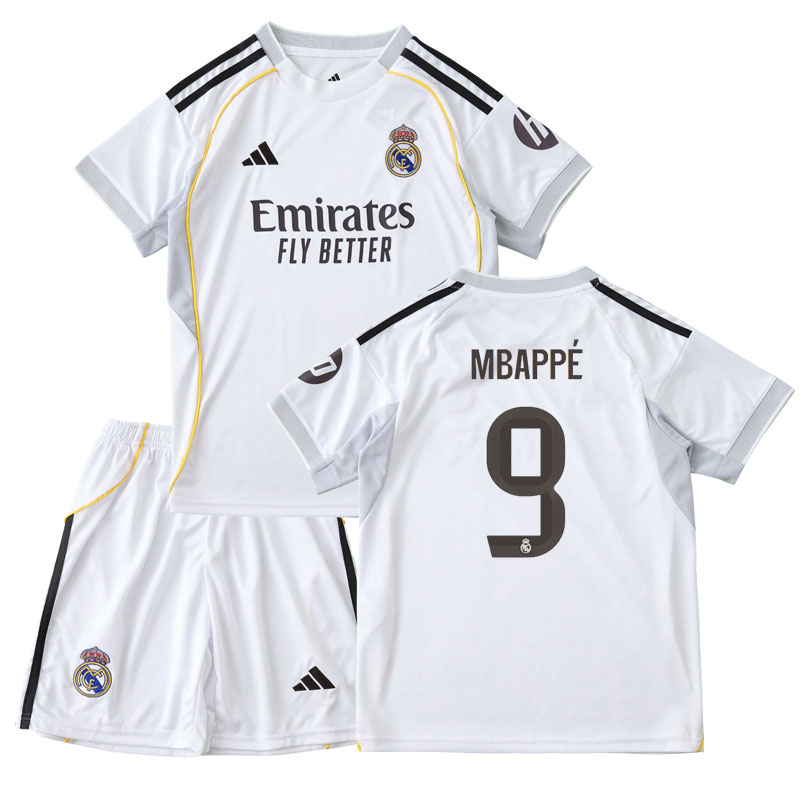 Dětský fotbalový dres Real Madrid 2025/26 - domácí set s Mbappé 9