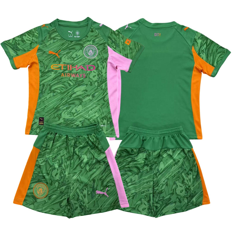 Dětský zelený brankářský dres Manchester City 2025/26 - fotbalový komplet