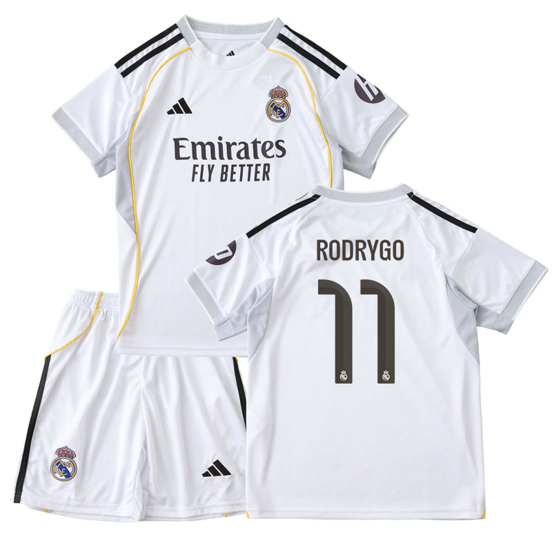 Real Madrid Rodrygo 11 Dětské Domácí dres komplet 2025-26 Krátký Rukáv + trenýrky