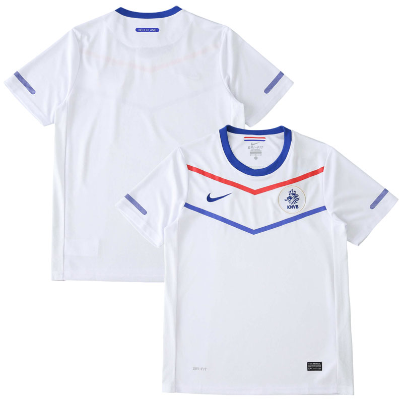 Bílý venkovní fotbalový dres Nizozemsko 2010 retro styl pro muže