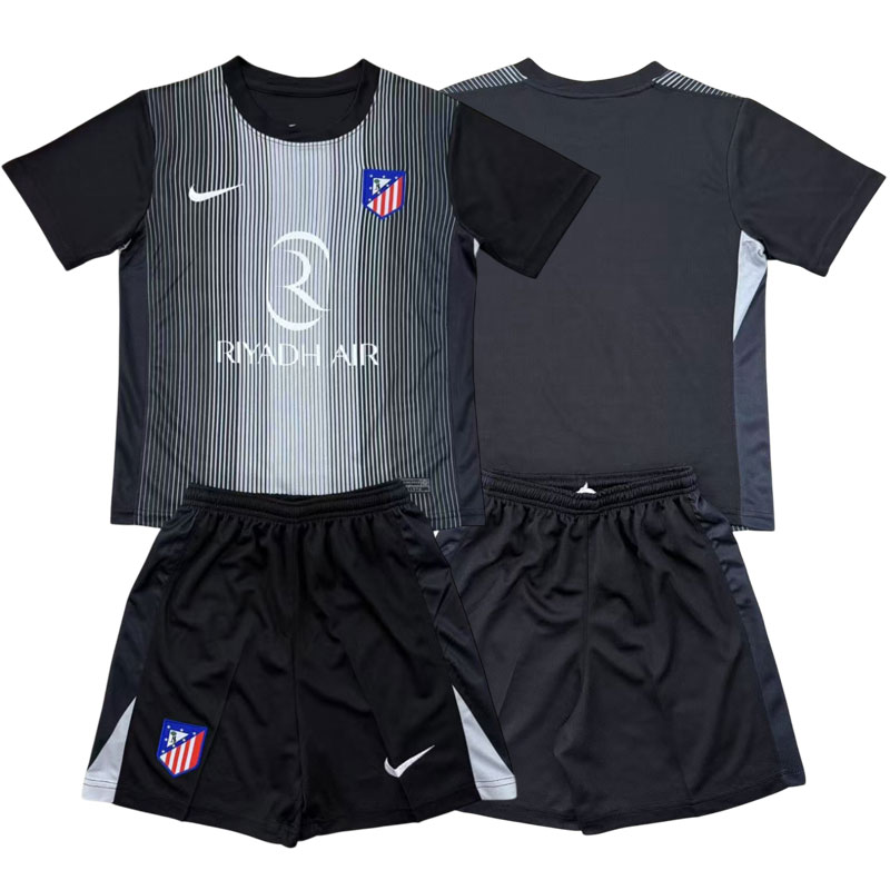 Dětský brankářský dres Atlético Madrid 2025/26 černý komplet dres a šortky
