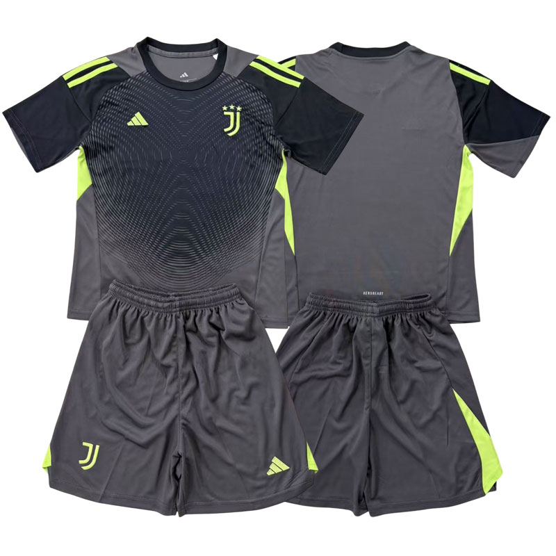Dětský brankářský dres Juventus 2025/26 šedo-černý fotbalový komplet