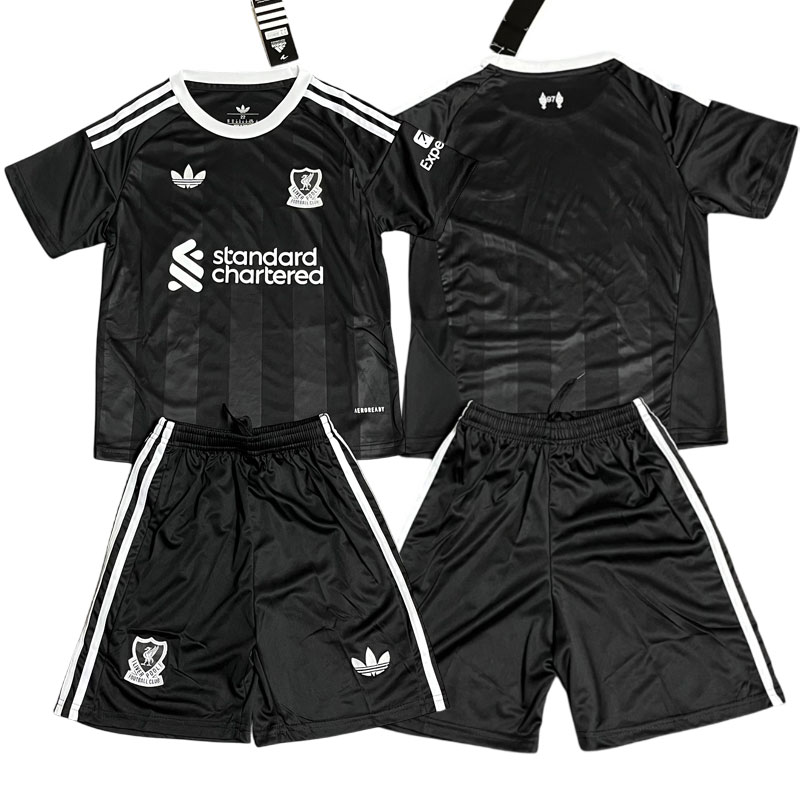 Dětský černý brankářský dres Liverpool FC 2025/26