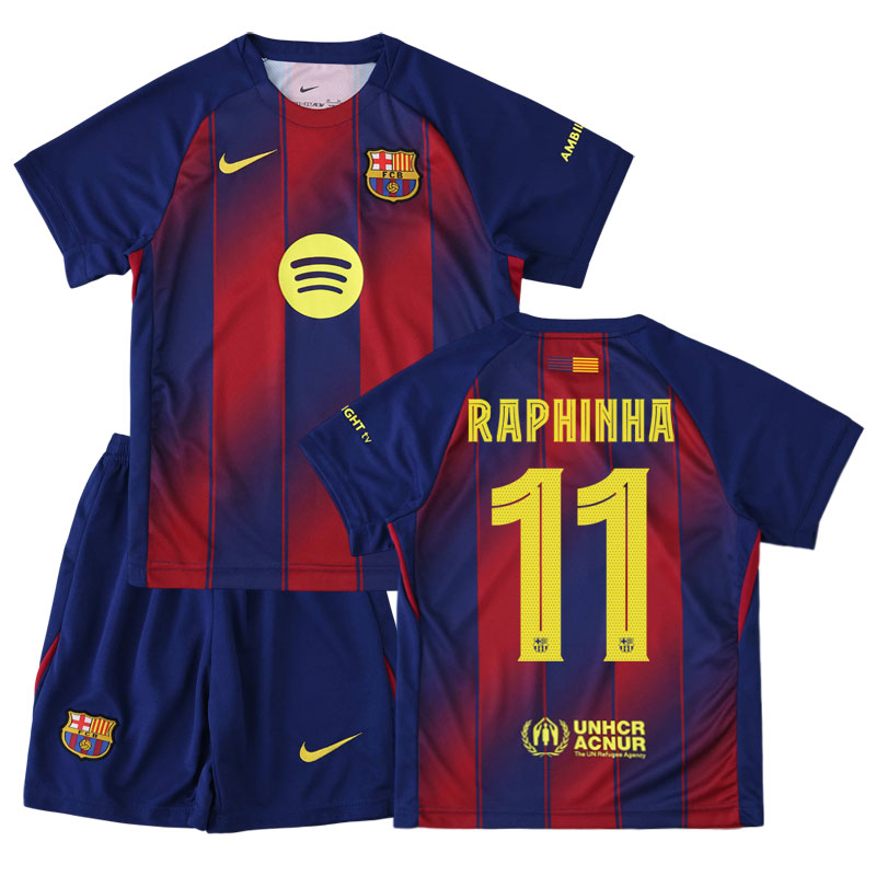 Dětský domácí dres Barcelona 25/26 s vlastním potiskem – Raphinha #11