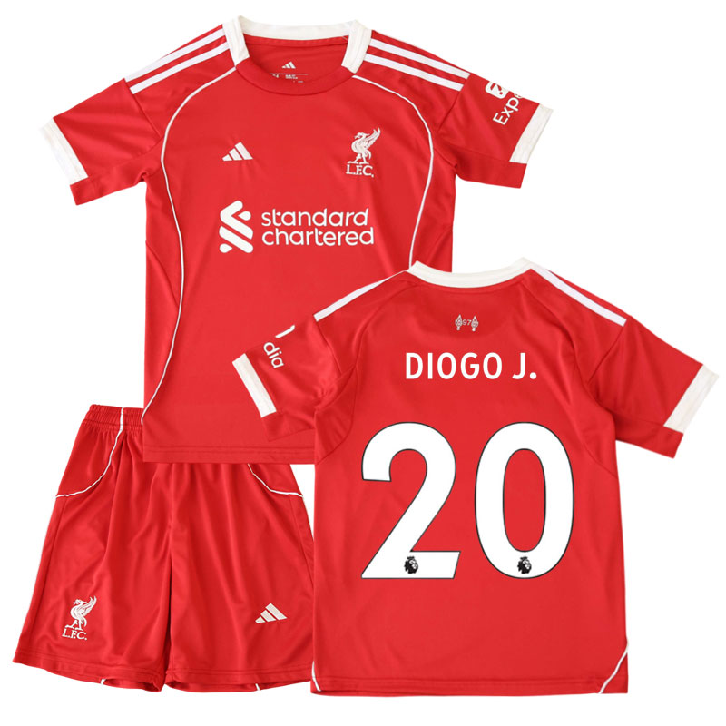 Diogo J. 20 Liverpool FC domácí dres pro děti 2025-26 červený fotbalový kit