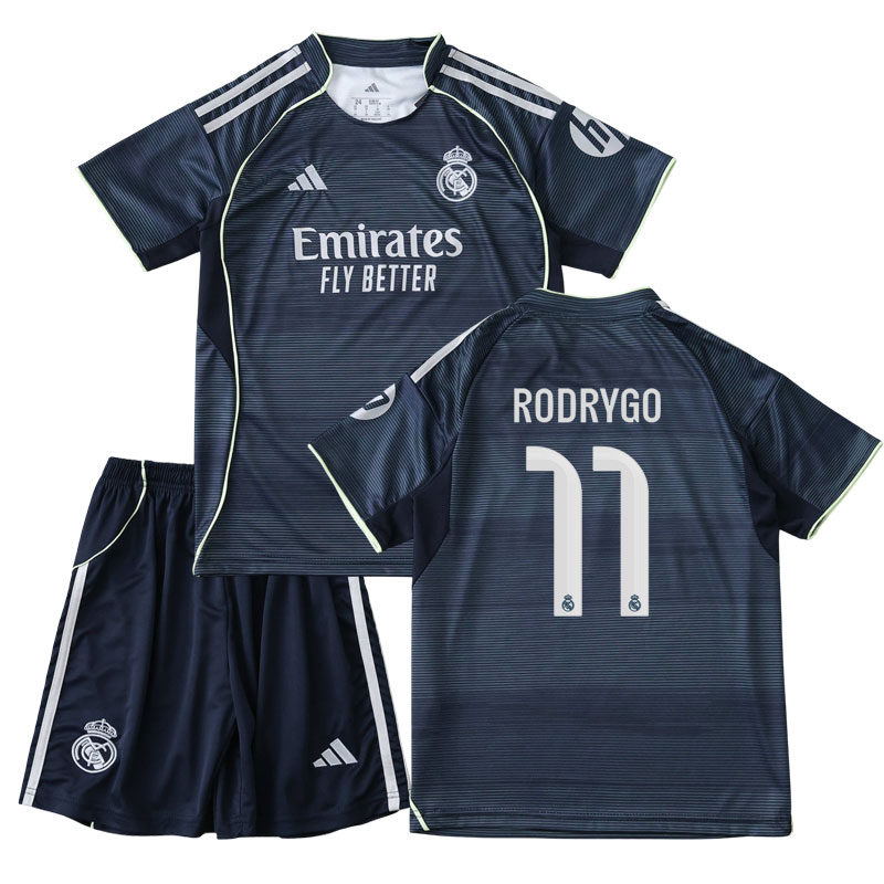 Fotbalový dres Real Madrid 2025/26 děti - venkovní s potiskem Rodrygo 11