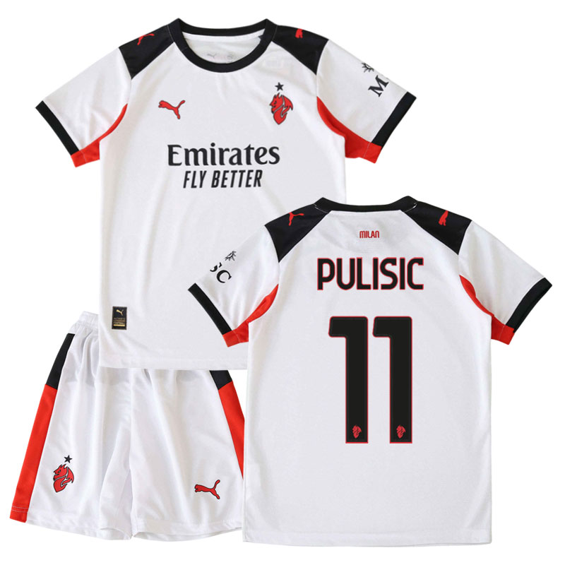 Dětský AC Milan dres 2025/26 venkovní - PULISIC 11 fotbalová souprava