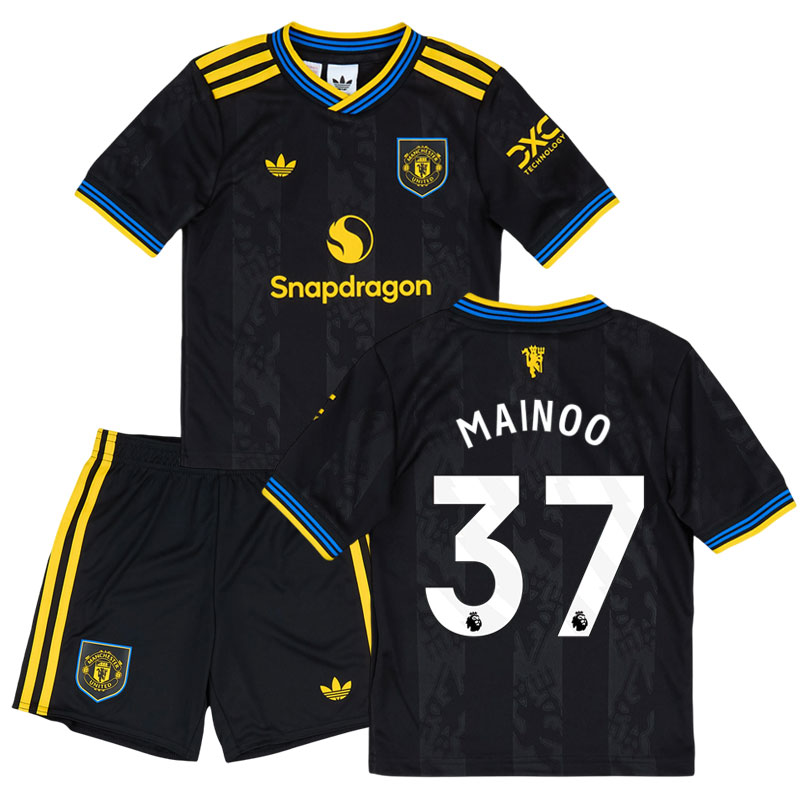 Manchester United třetí dres 2025/26 - dětský fotbalový set s potiskem Mainoo 37