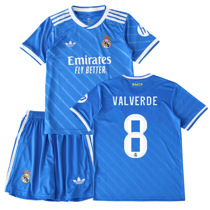 Real Madrid 2025/26 třetí dětský dres - Valverde 8 potisk