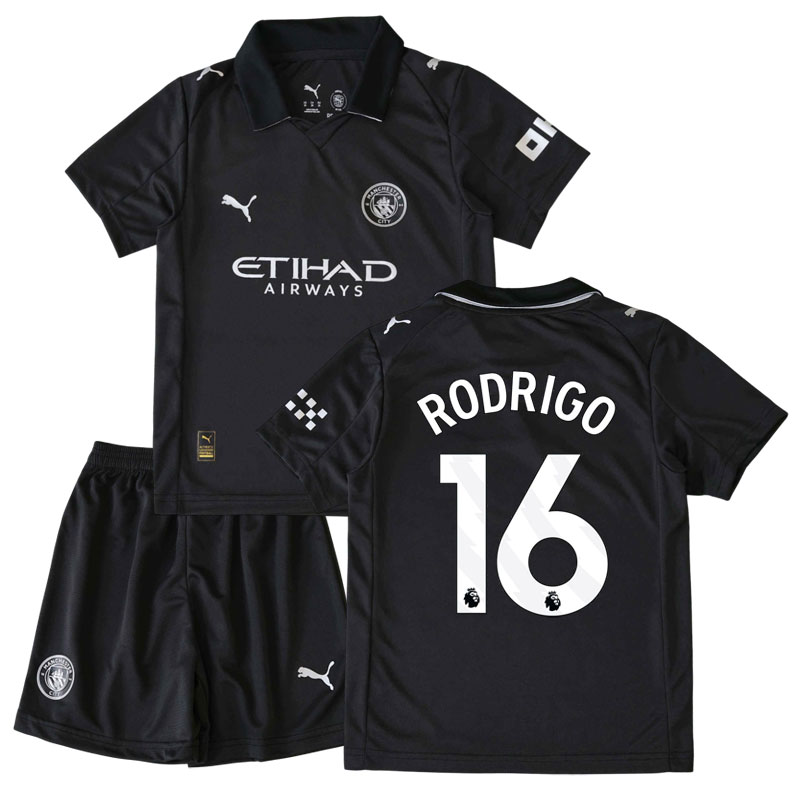 Rodrigo 16 potisk - Manchester City dětský venkovní dres 2025/26 + šortky