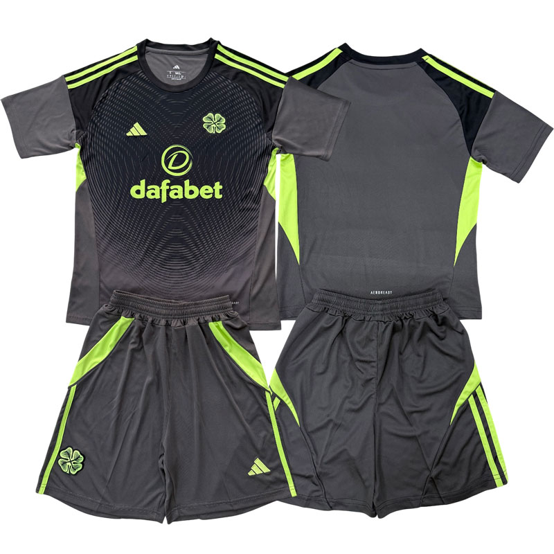 Dětský fotbalový dres Celtic 2025/26 - šedo-černý brankářský komplet