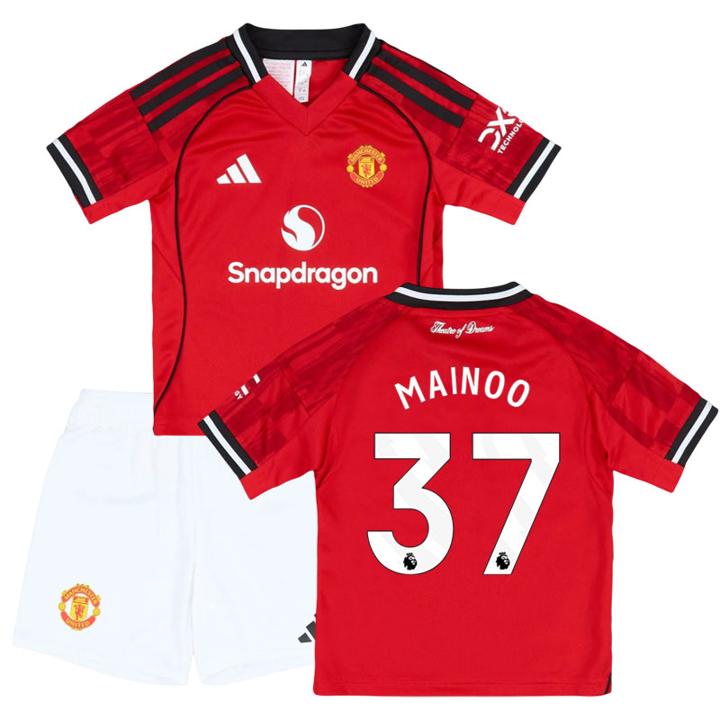 Manchester United dětský domácí fotbalový dres 2025/26 + šortky Mainoo 37