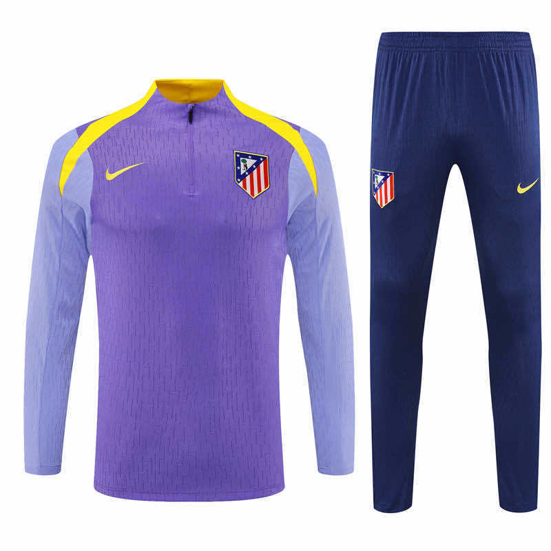 Atlético Madrid 25/26 tréninková sada - fialový half-zip dlouhý rukáv + navy kalhoty