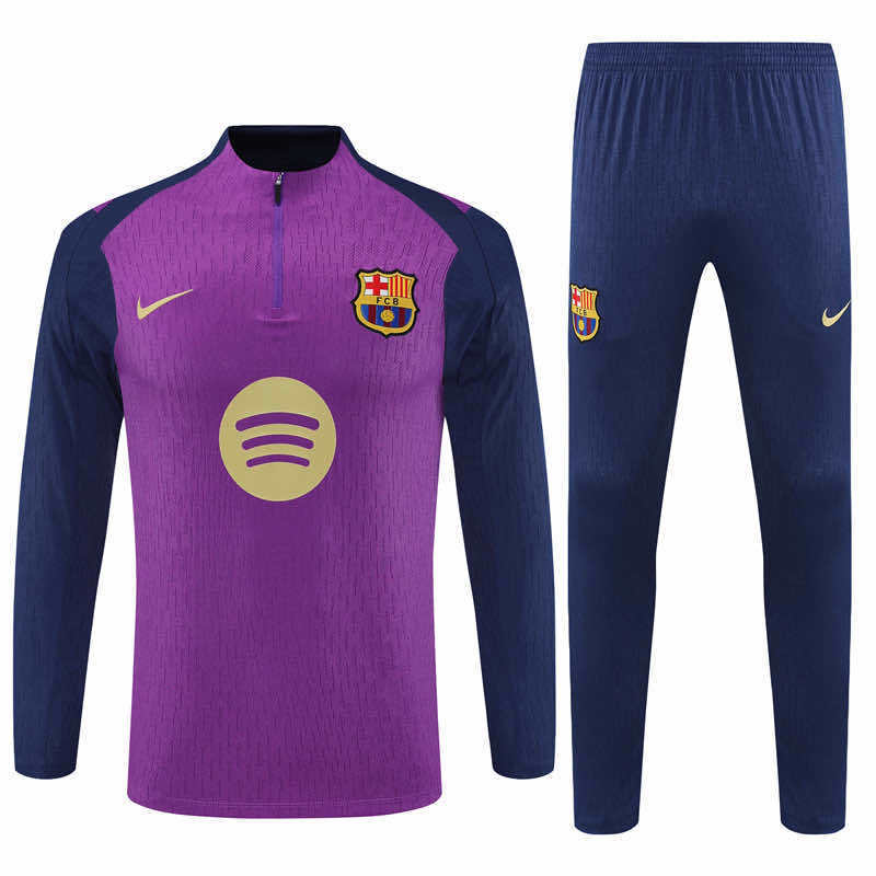 Barcelona 25/26 tréninková souprava - fialový half-zip top a navy kalhoty