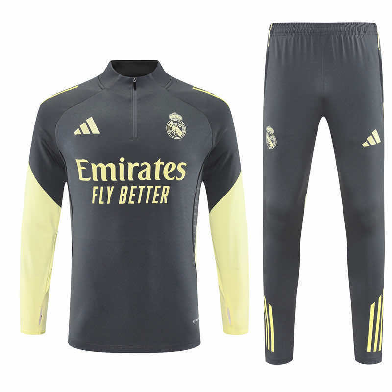 Real Madrid 25/26 half-zip tréninkový komplet - šedá souprava