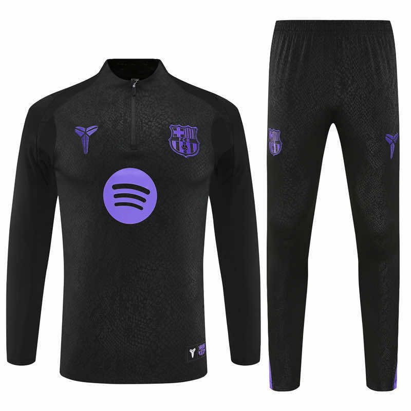 Barcelona 25/26 Half Zip fotbalový set – černá a fialová