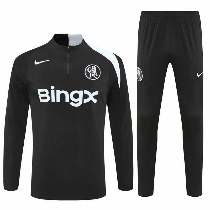 Chelsea FC 25/26 tréninkový komplet – poloviční zip černý set
