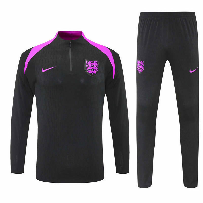 England 25/26 tréninková souprava Half Zip - černý set pro dospělé i děti
