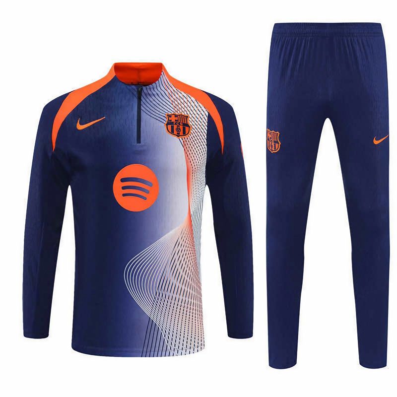 FC Barcelona 25/26 tréninkový set - half zip modro-oranžová souprava
