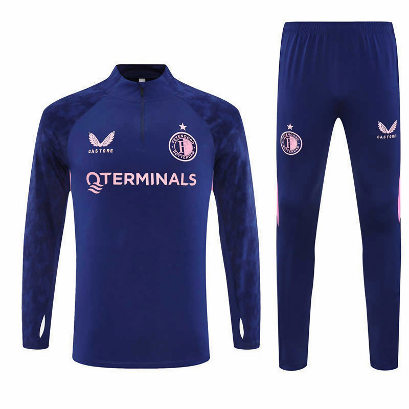 Feyenoord 25/26 tréninková souprava Half Zip – tmavě modrá + růžové detaily