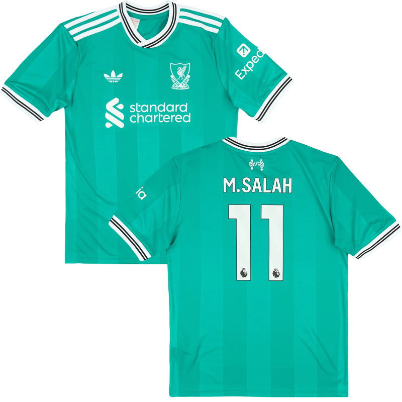 Liverpool 2025–26 třetí dres M.Salah 11 – pánský zelený fotbalový dres