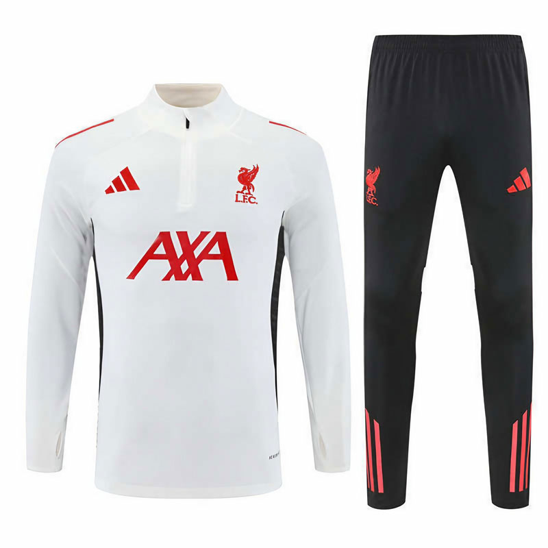 Liverpool Half Zip tréninková souprava 25/26 - bílá a červená