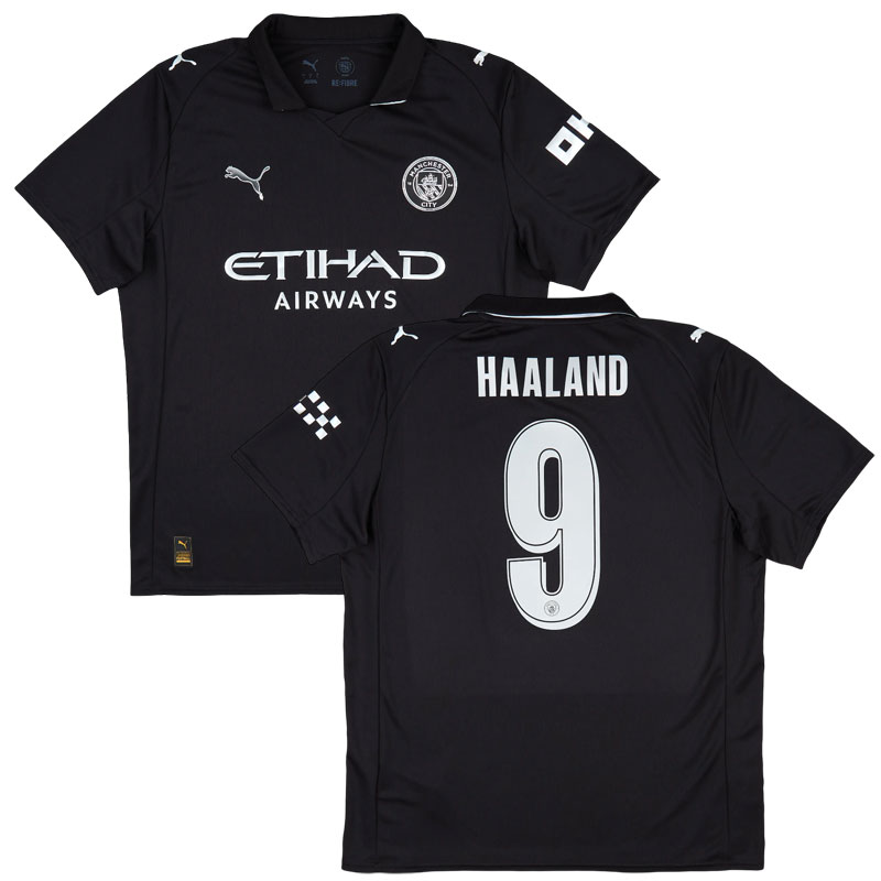 Man City černý venkovní dres 2025/26 s potiskem Haaland 9