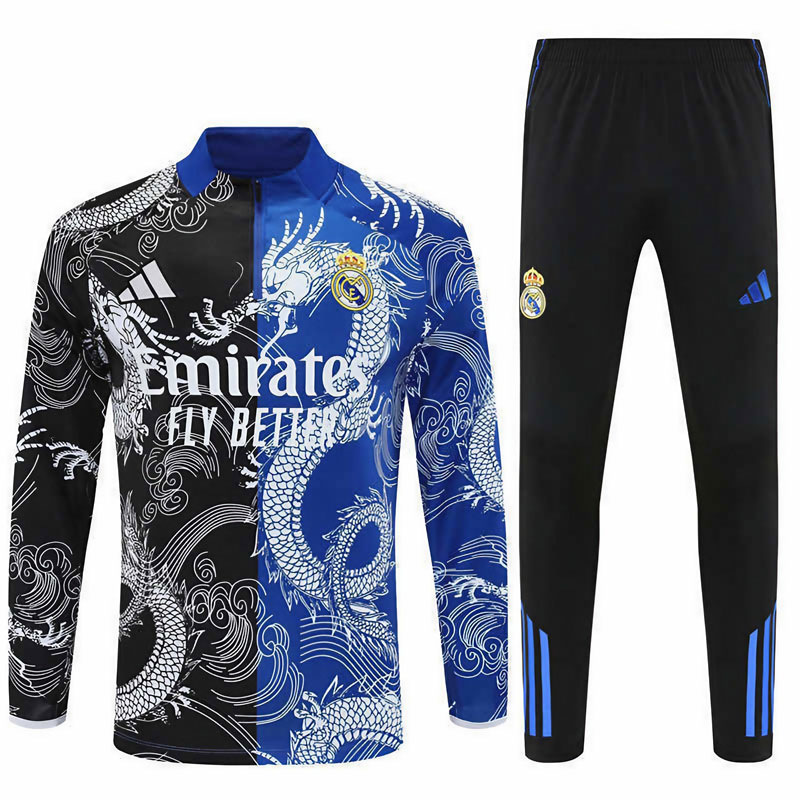 Real Madrid 25/26 tréninkový set Half-zip - dračí modro-černý komplet